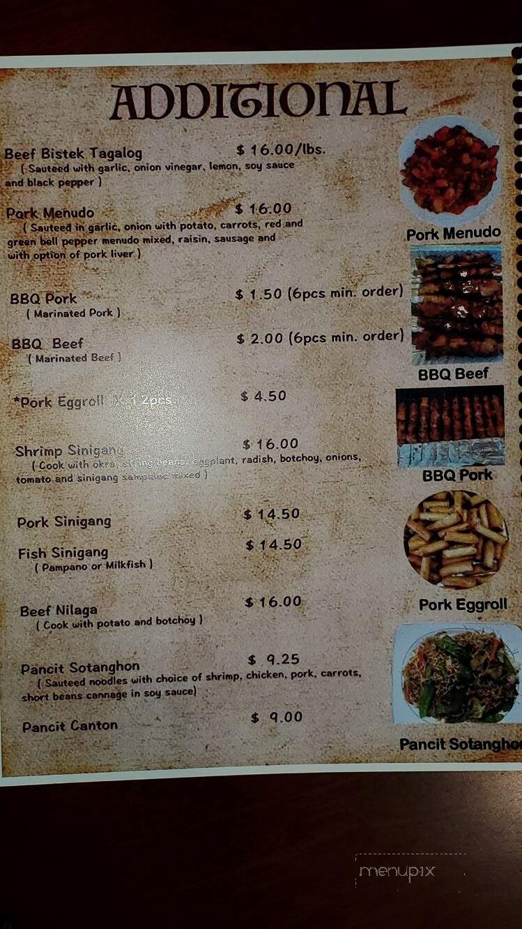 Sarrap Filipino Cuisine and BYOB - Chicago, IL menu_pic