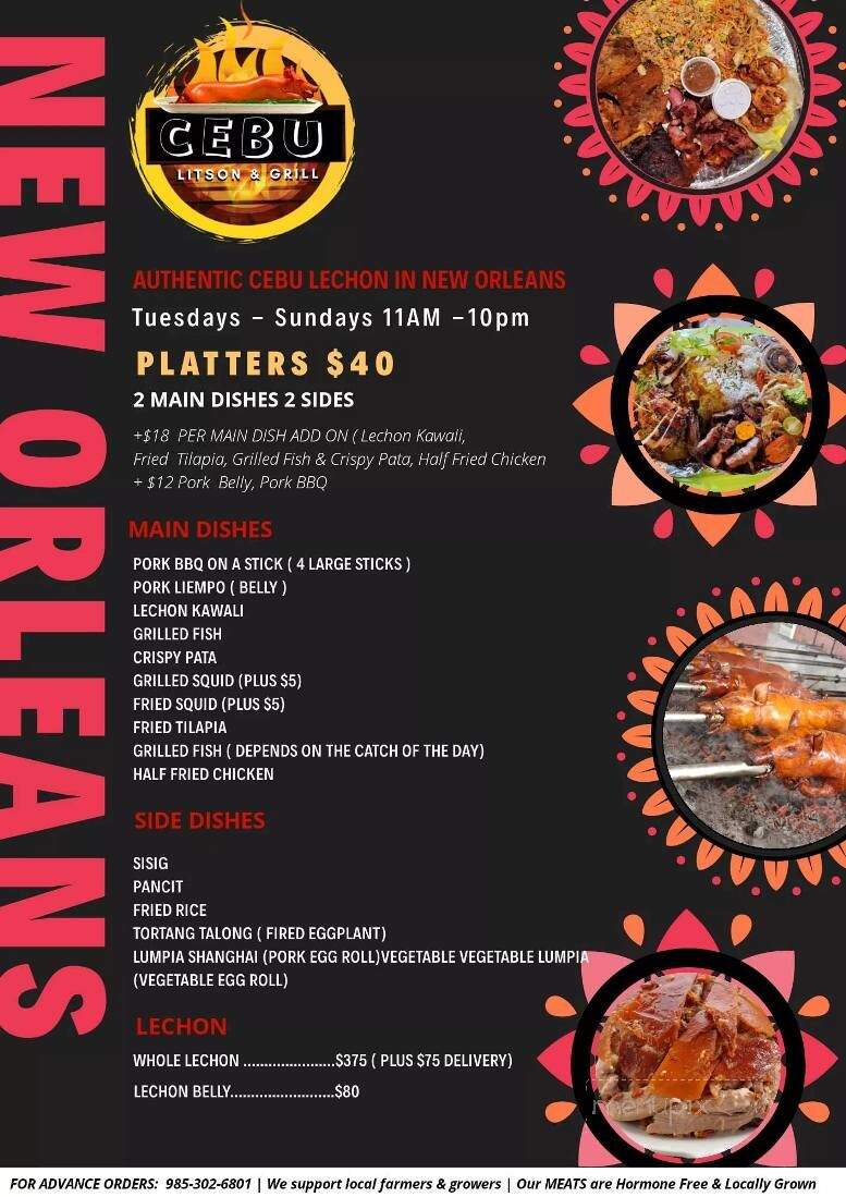 Cebu Litson and Grill - New Orleans, LA menu_pic