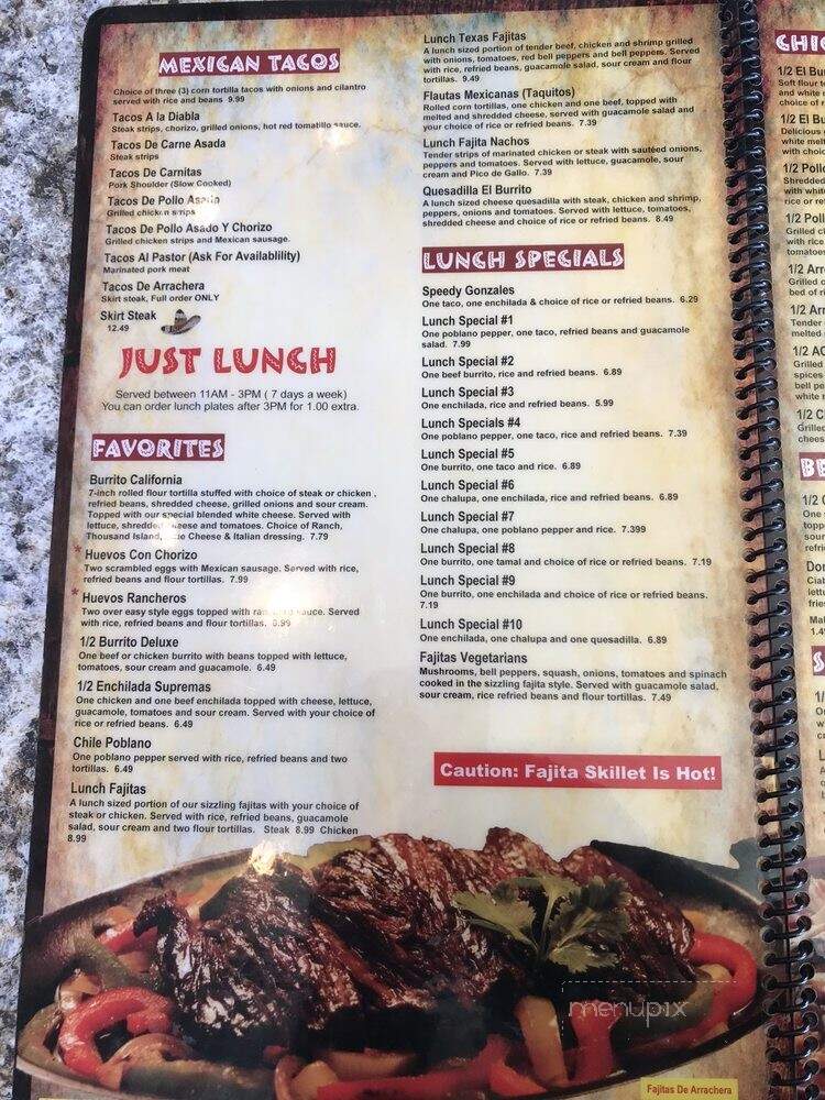 El Burrito - Fayetteville, NC menu_pic