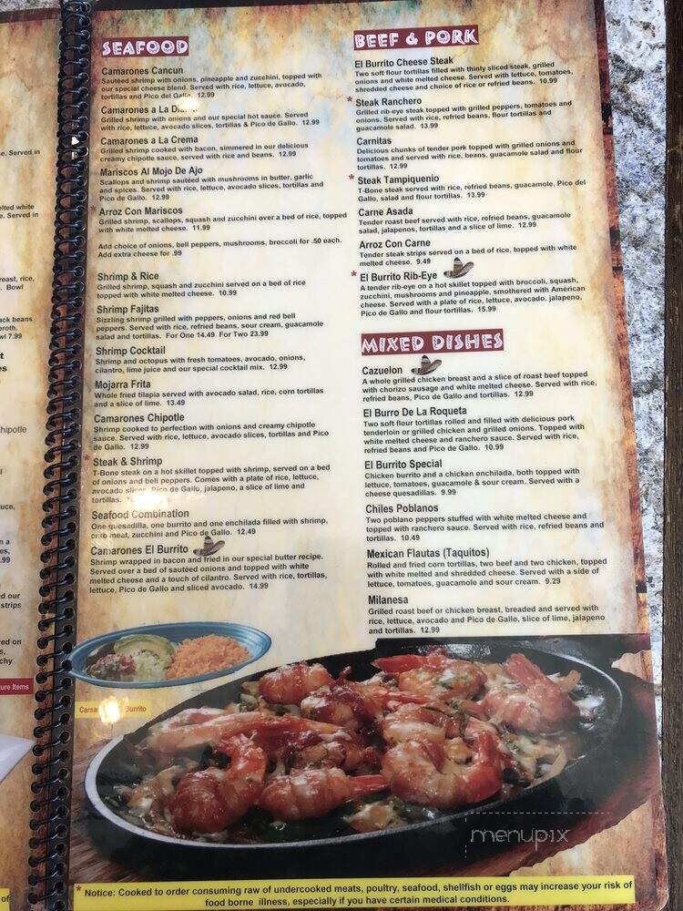El Burrito - Fayetteville, NC menu_pic