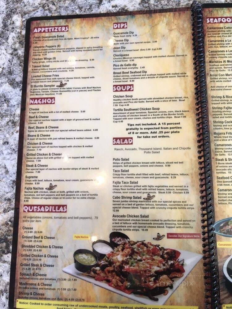 El Burrito - Fayetteville, NC menu_pic