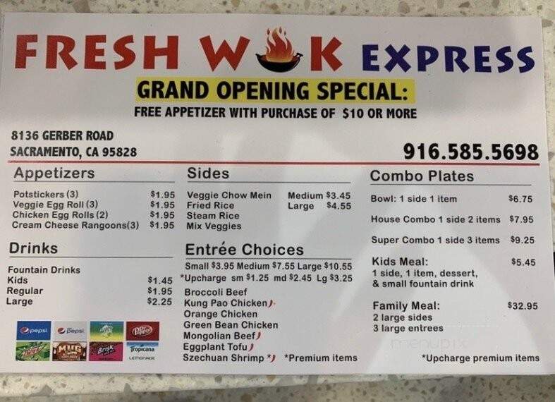 Fresh Wok Express - Sacramento, CA menu_pic
