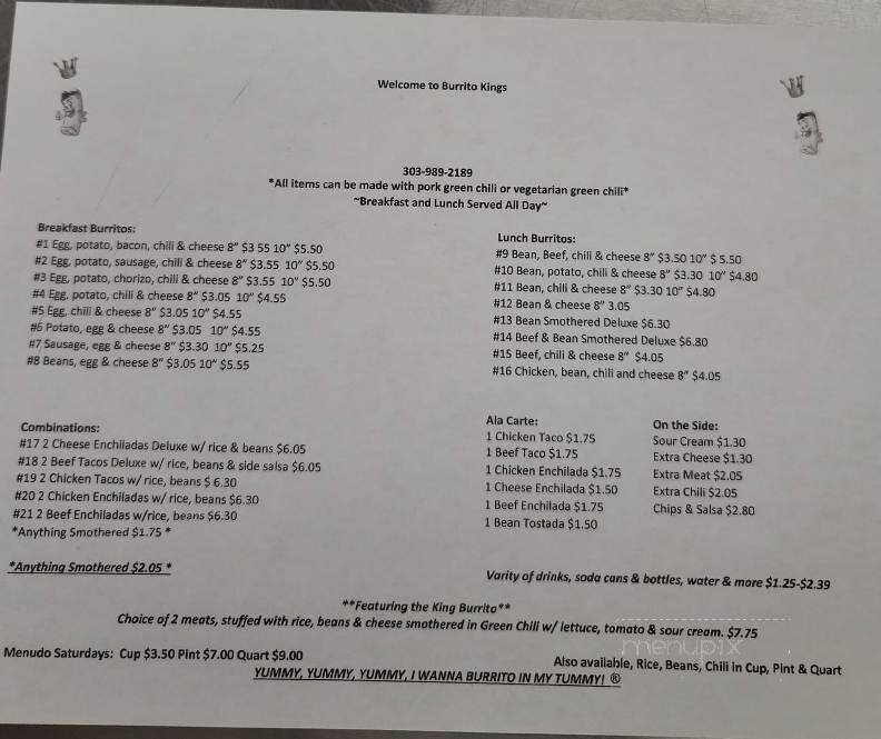 Burrito King - Lakewood, CO menu_pic