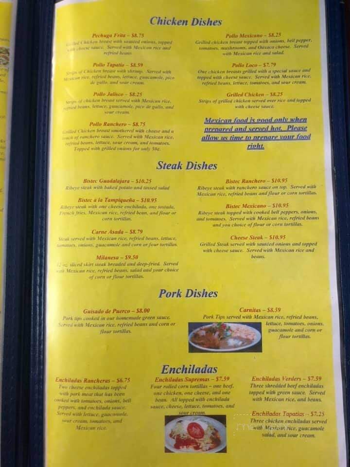 Guadalajara Resturant - Paducah, KY menu_pic