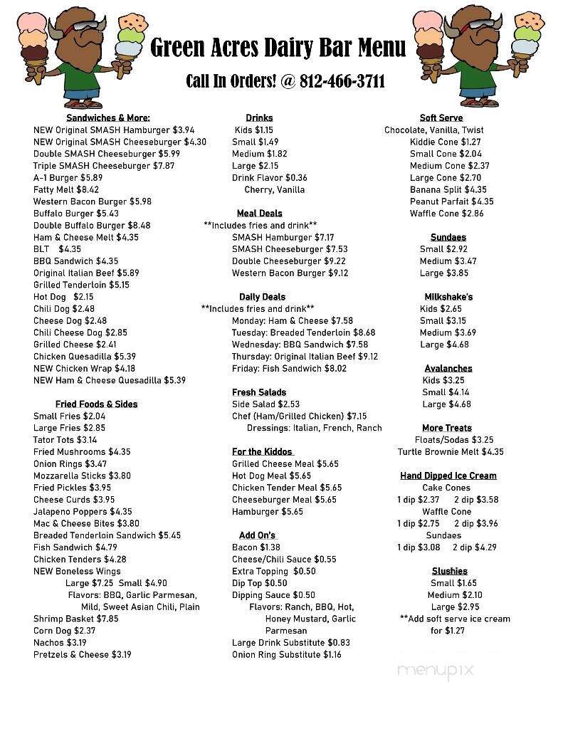 Green Acres Dairy Bar - Terre Haute, IN menu_pic
