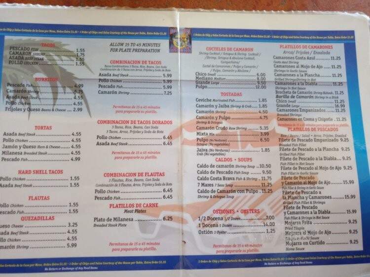 Mariscos Guero - Long Beach, CA menu_pic