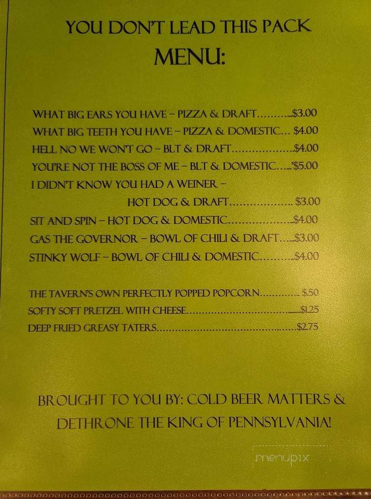 Lindauer's Tavern - Hughesville, PA menu_pic