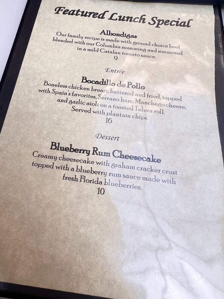 Columbia Restaurant - St Augustine, FL menu_pic