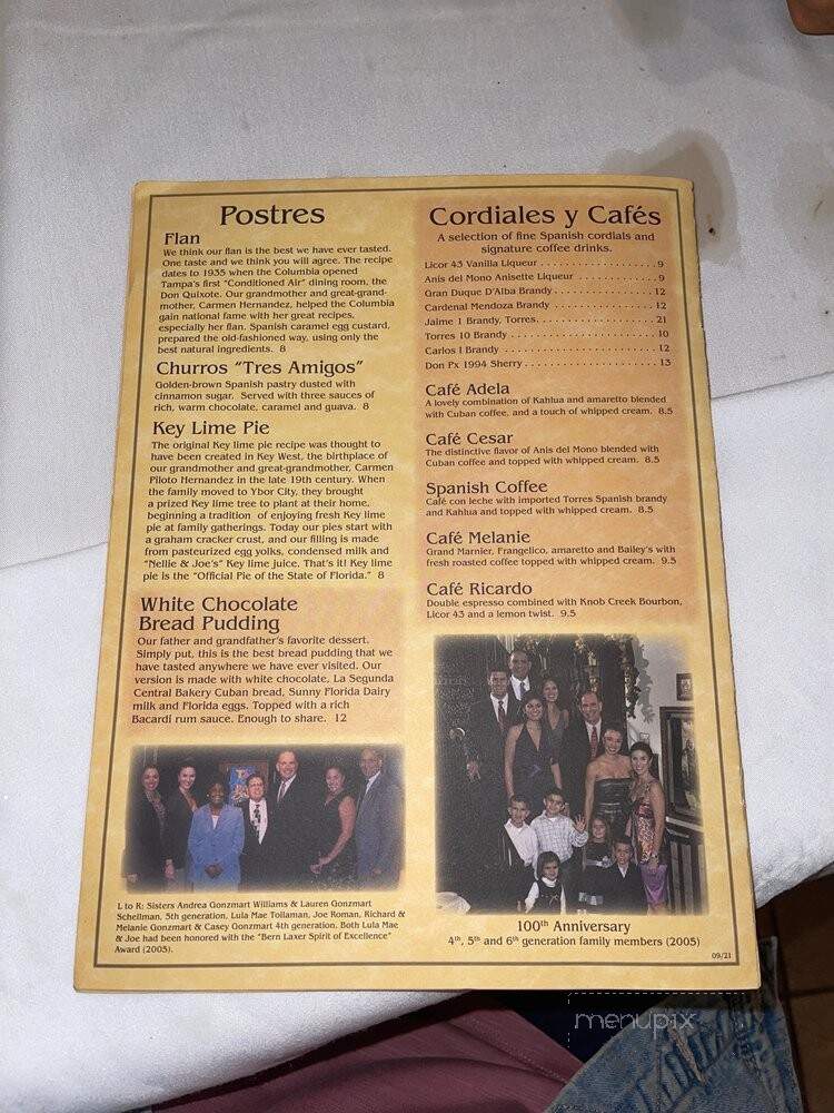 Columbia Restaurant - St Augustine, FL menu_pic