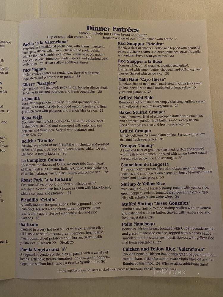 Columbia Restaurant - St Augustine, FL menu_pic