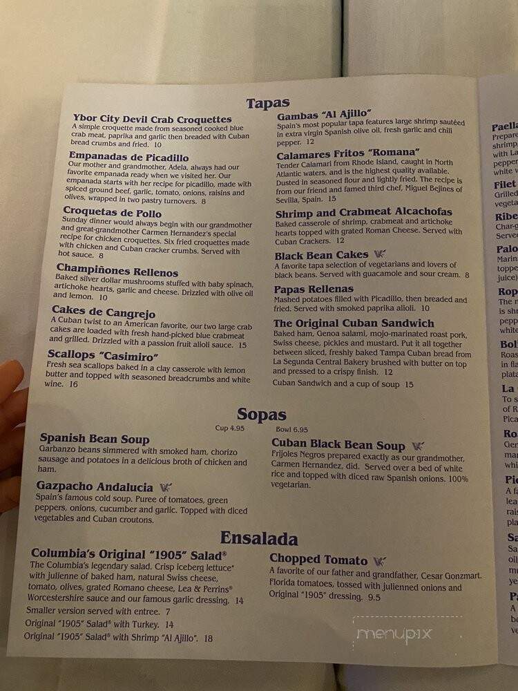 Columbia Restaurant - St Augustine, FL menu_pic