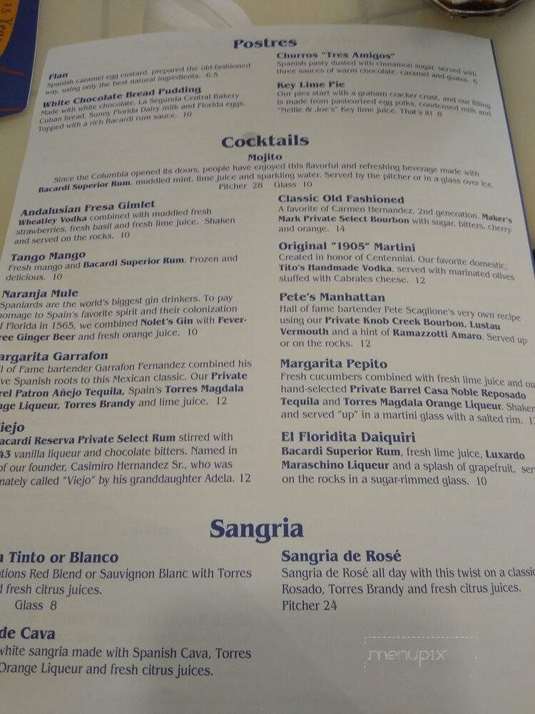 Columbia Restaurant - St Augustine, FL menu_pic
