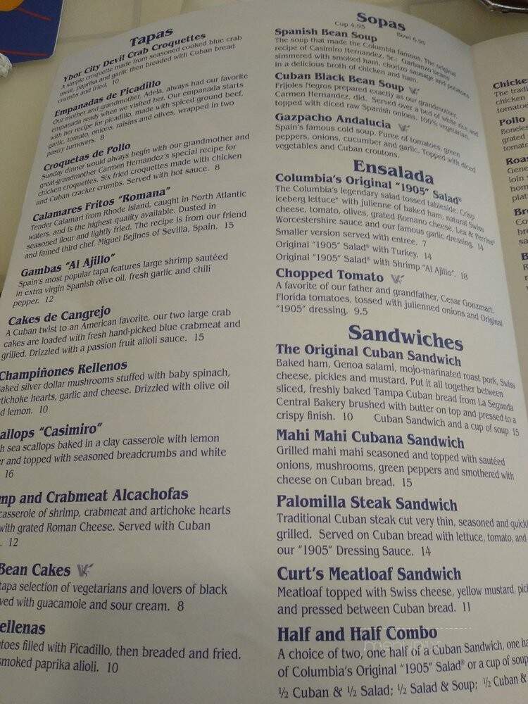 Columbia Restaurant - St Augustine, FL menu_pic