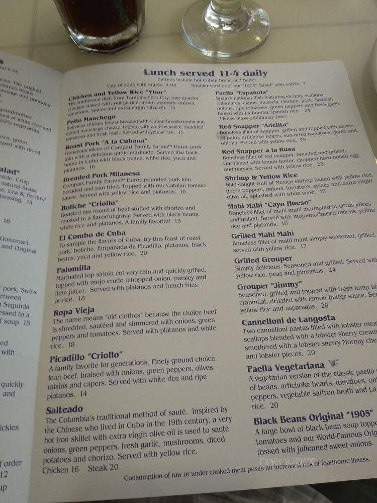 Columbia Restaurant - St Augustine, FL menu_pic