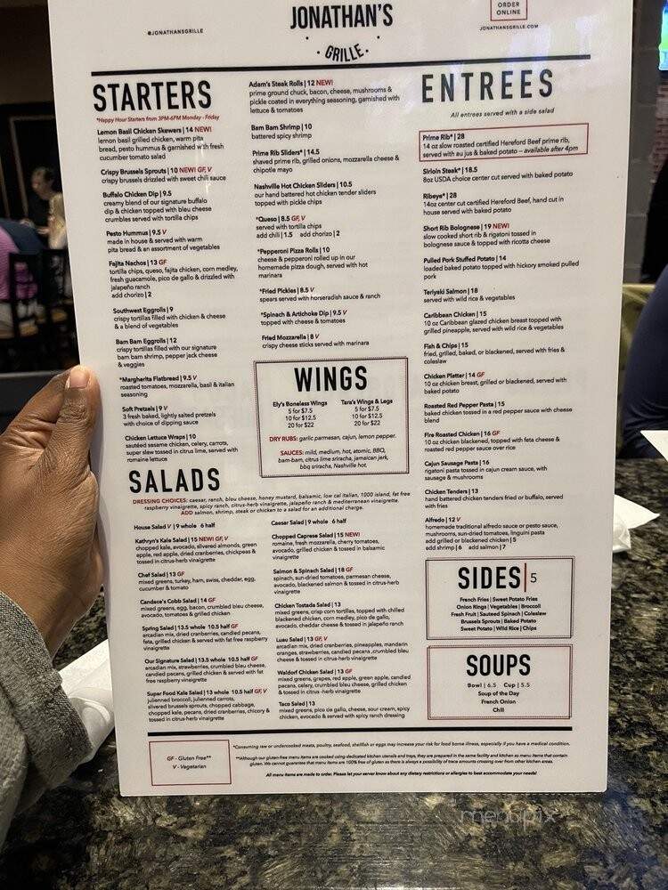 Jonathan's Grille - Madison, AL menu_pic