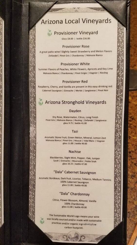 The Fred Harvey Restaurant - Williams, AZ menu_pic
