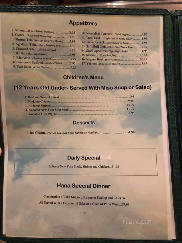 Hana Sushi - Hayes, VA menu_pic