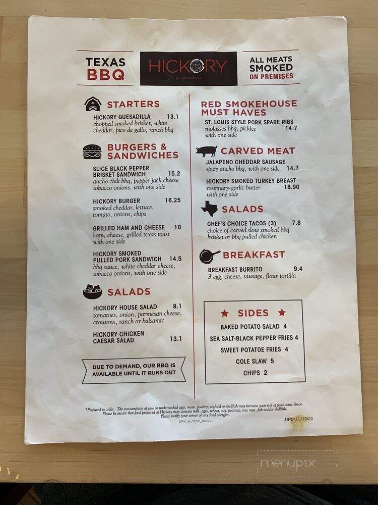 Hickory by Kent Rathbun - DFW Airport, TX menu_pic