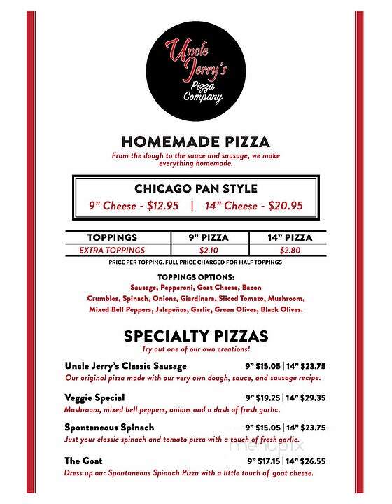 Uncle Jerry's Pizza Company - Cary, IL menu_pic