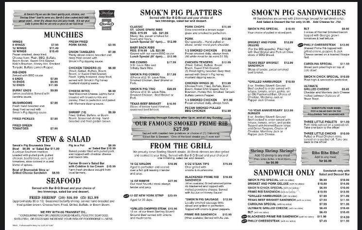 Smok'n Pig - Valdosta, GA menu_pic