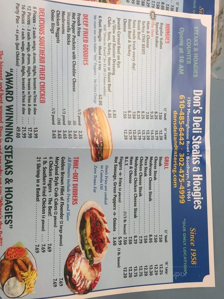 Don's Deli and Catering - Boothwyn, PA menu_pic