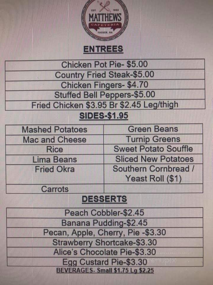 Matthews Cafeteria - Tucker, GA