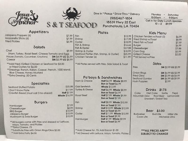 S & T Seafood Restaurant - Ponchatoula, LA