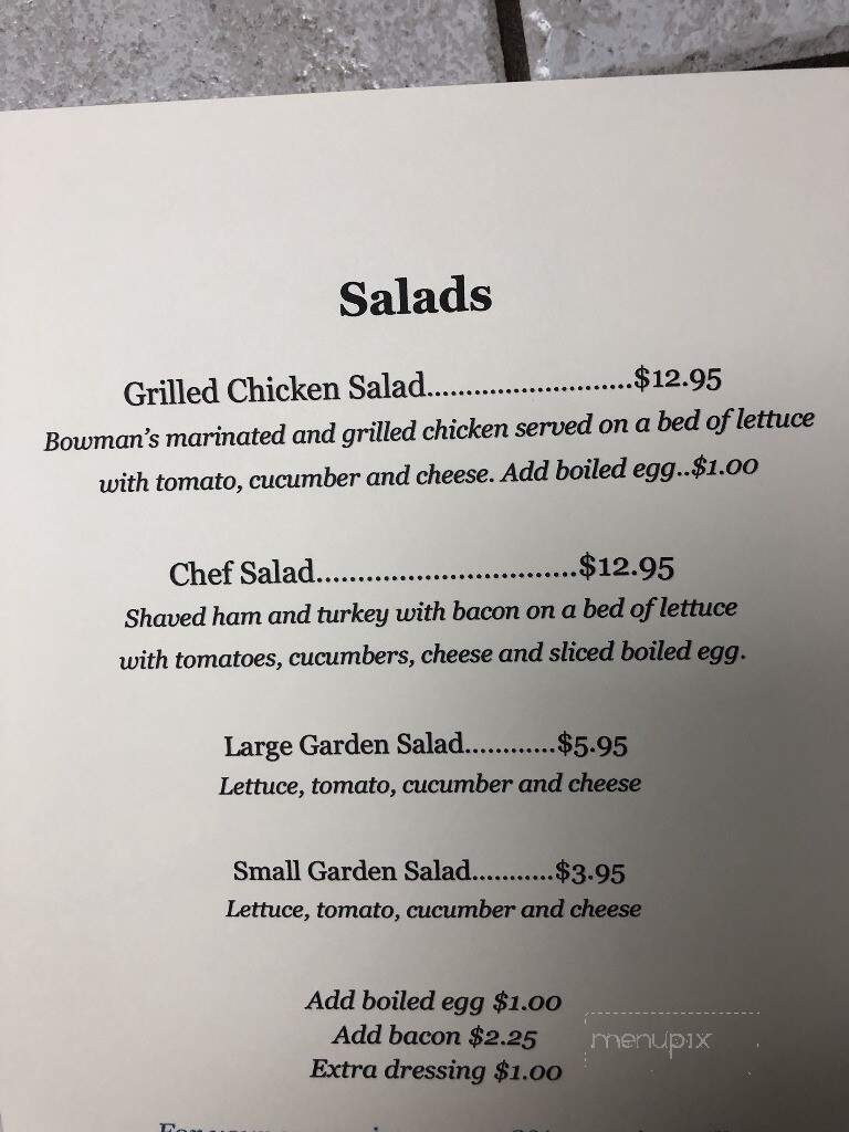 Bowman's Restaurant - Resaca, GA menu_pic