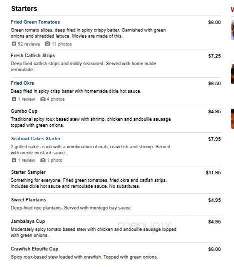 Dixie Kitchen & Bait Shop - Lansing, IL menu_pic