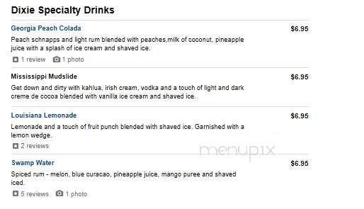 Dixie Kitchen & Bait Shop - Lansing, IL menu_pic