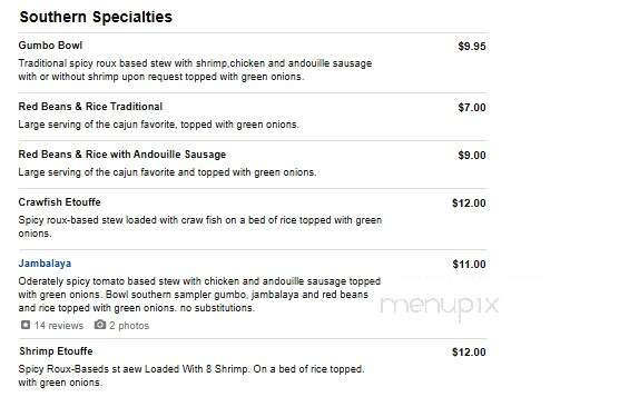 Dixie Kitchen & Bait Shop - Lansing, IL menu_pic