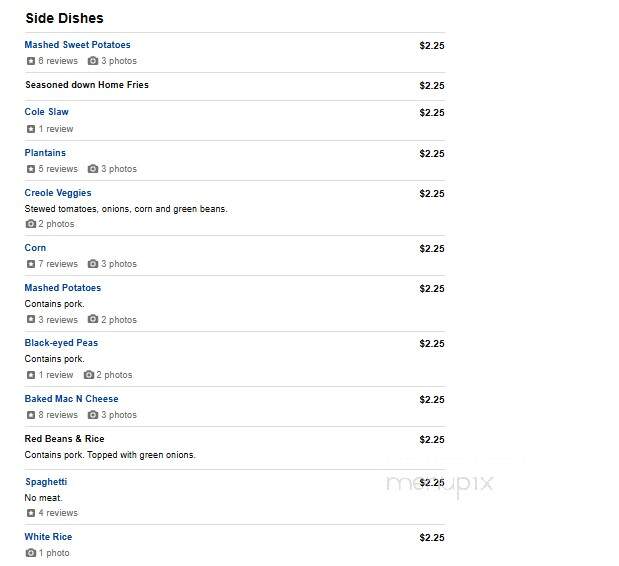 Dixie Kitchen & Bait Shop - Lansing, IL menu_pic