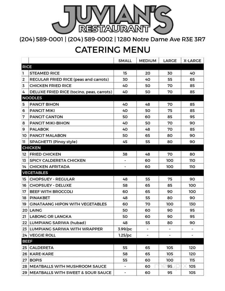 Juvian's Restaurant - Winnipeg, MB menu_pic
