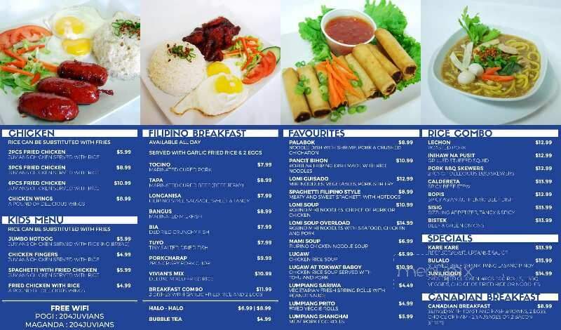 Juvian's Restaurant - Winnipeg, MB menu_pic