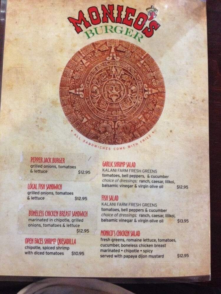 Monicos Taqueria - Kapaa, HI menu_pic
