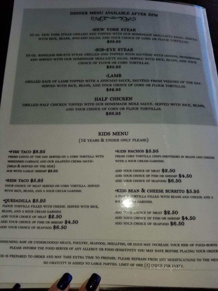 Monicos Taqueria - Kapaa, HI menu_pic