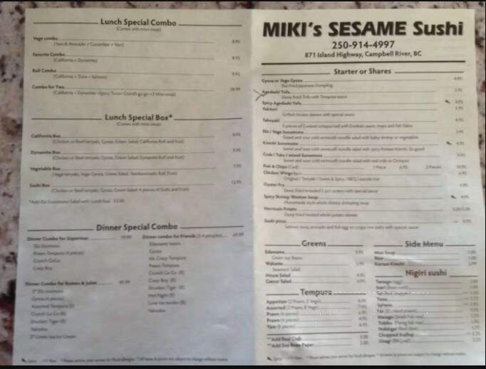 Miki's Sesame Sushi - Campbell River, BC