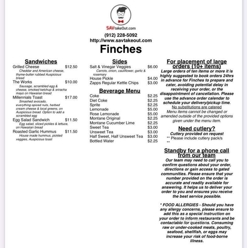Finches Sandwiches and Sundries - Thunderbolt, GA