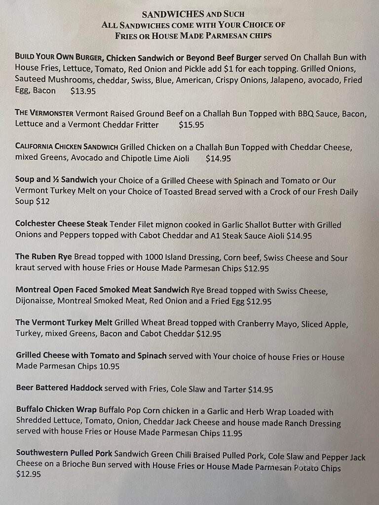 The Lighthouse Restaurant and Lounge - Colchester, VT menu_pic