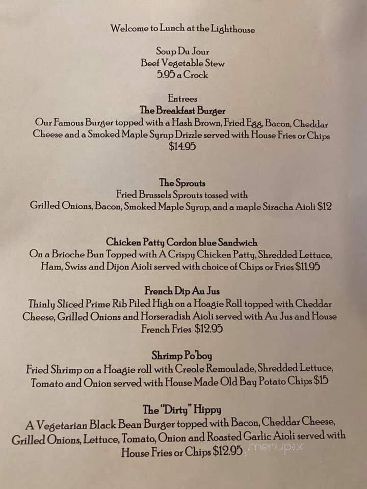 The Lighthouse Restaurant and Lounge - Colchester, VT menu_pic