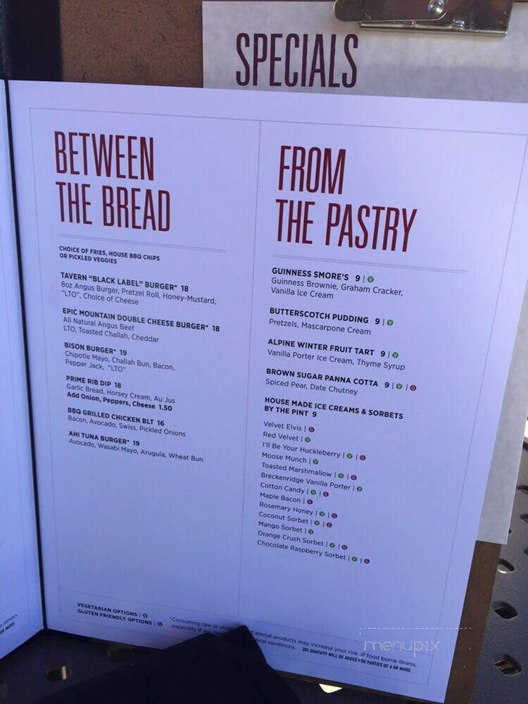 Tavern on the Square - Vail, CO menu_pic