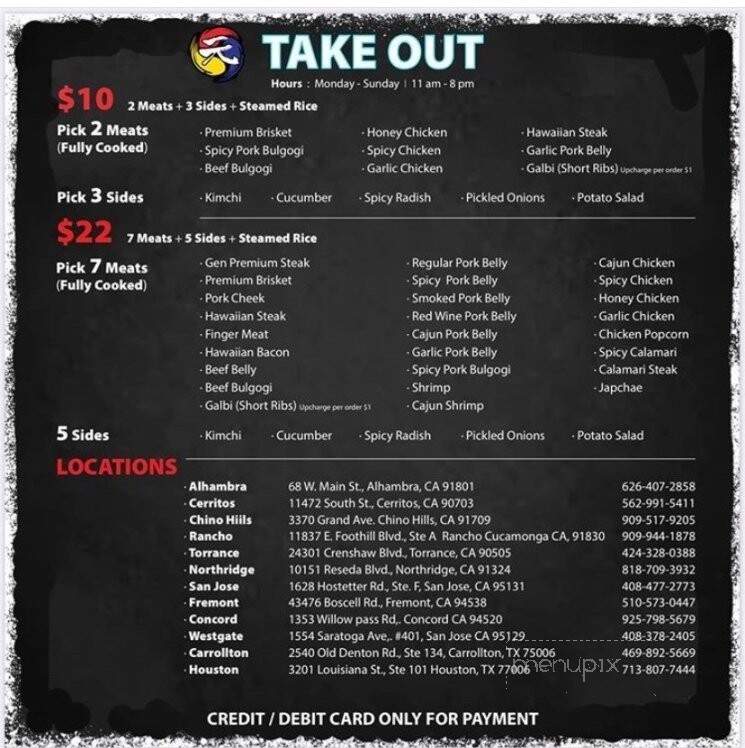 Gen Korean BBQ House - Carrollton, TX menu_pic