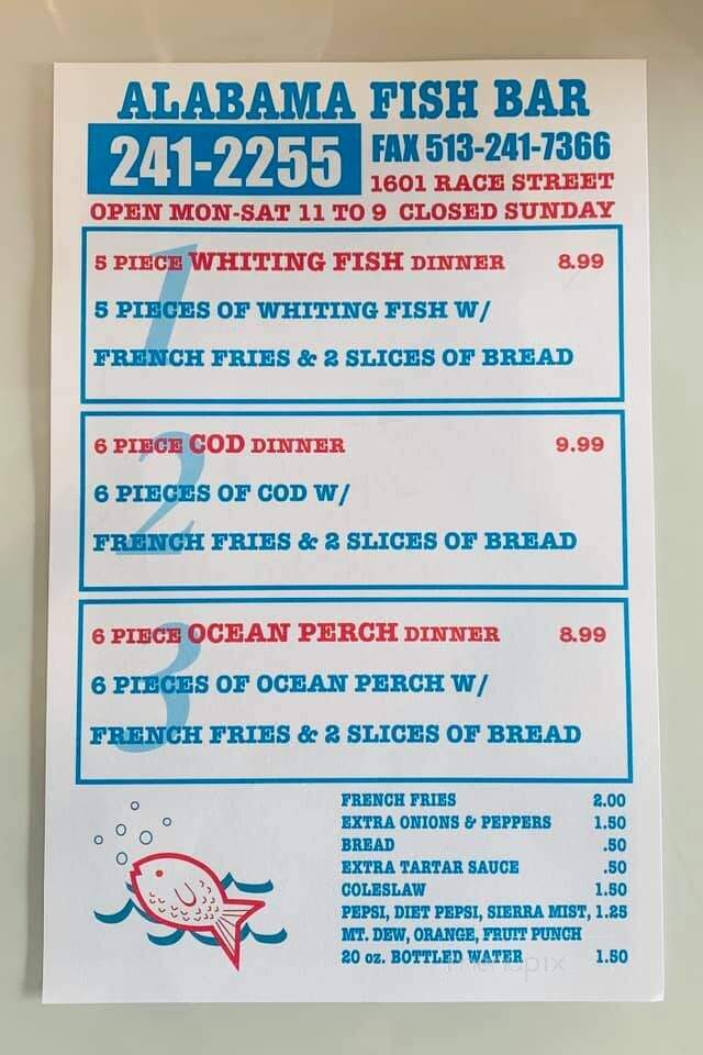Alabama Fish Bar - Cincinnati, OH menu_pic