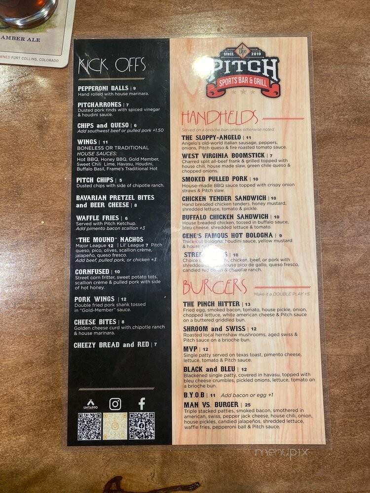 The Pitch - Dunbar, WV menu_pic