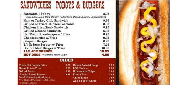 Joe's Barbeque Co - Alvin, TX menu_pic