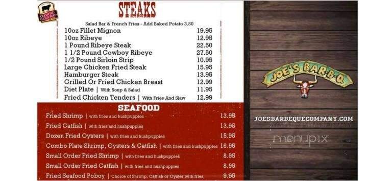 Joe's Barbeque Co - Alvin, TX menu_pic