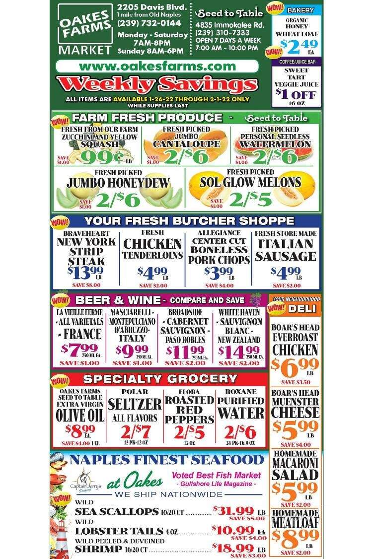 Oakes Farmers Seed to Table Market - Naples, FL menu_pic