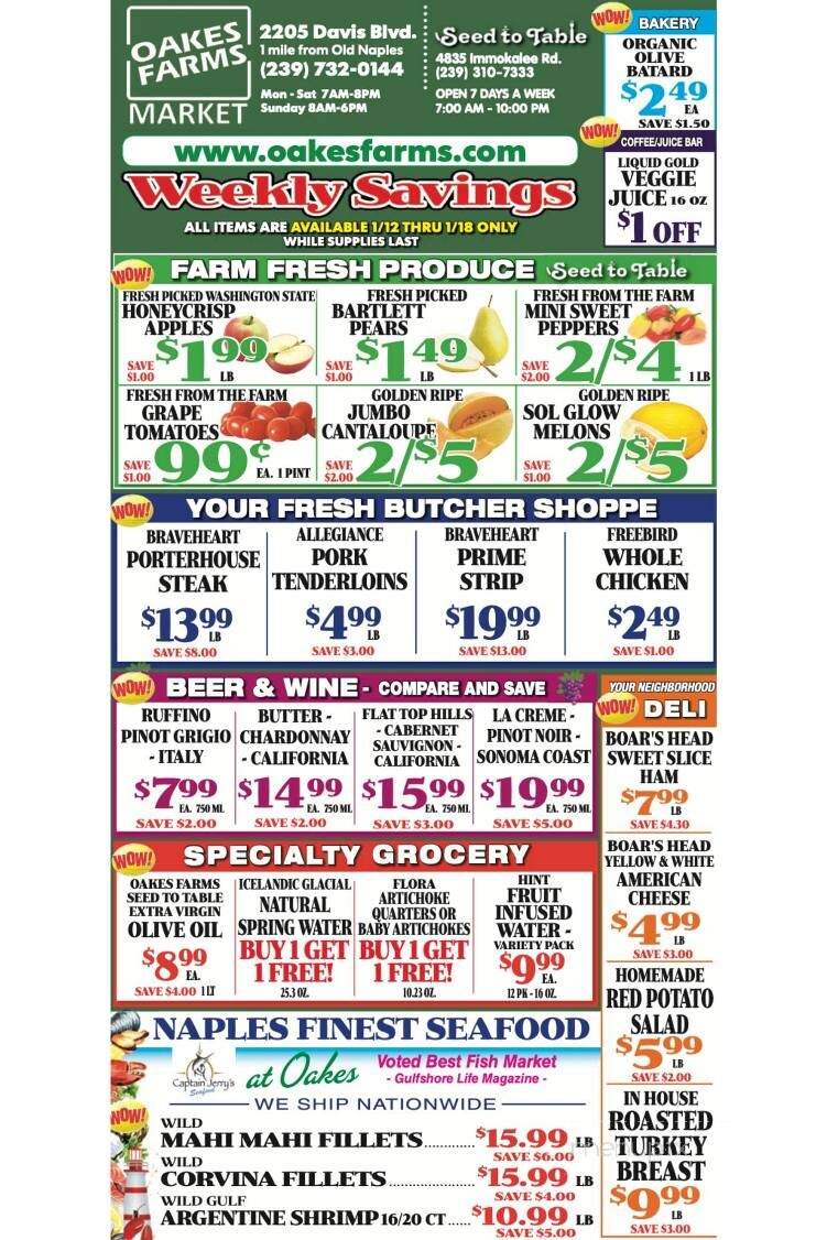 Oakes Farmers Seed to Table Market - Naples, FL menu_pic