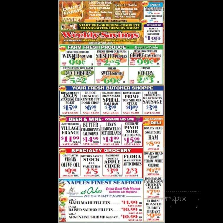 Oakes Farmers Seed to Table Market - Naples, FL menu_pic