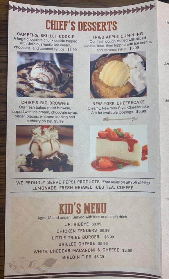 Chief's Roadhouse - Logan, WV menu_pic